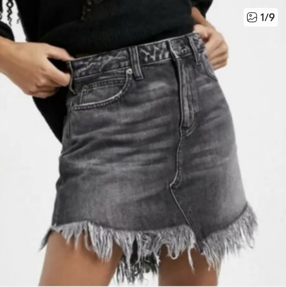 Free People Skirt Women's 25 Bailey Maverick Raw Hem Frayed Denim
